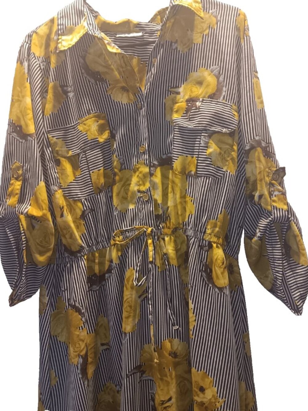 MPH collection dress - stripes with yellow flowers pattern - 2XL - Womens dress